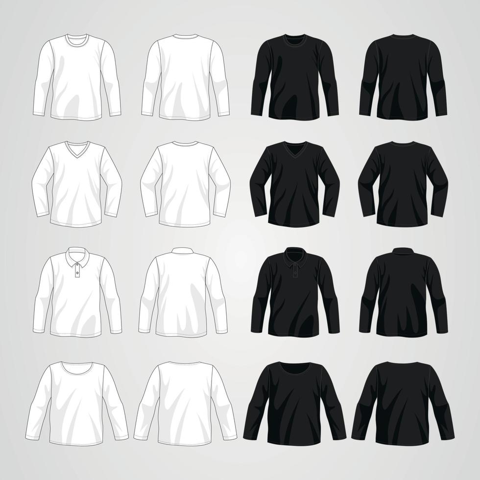 Outline Long Sleeve T-Shirt Mock Up vector