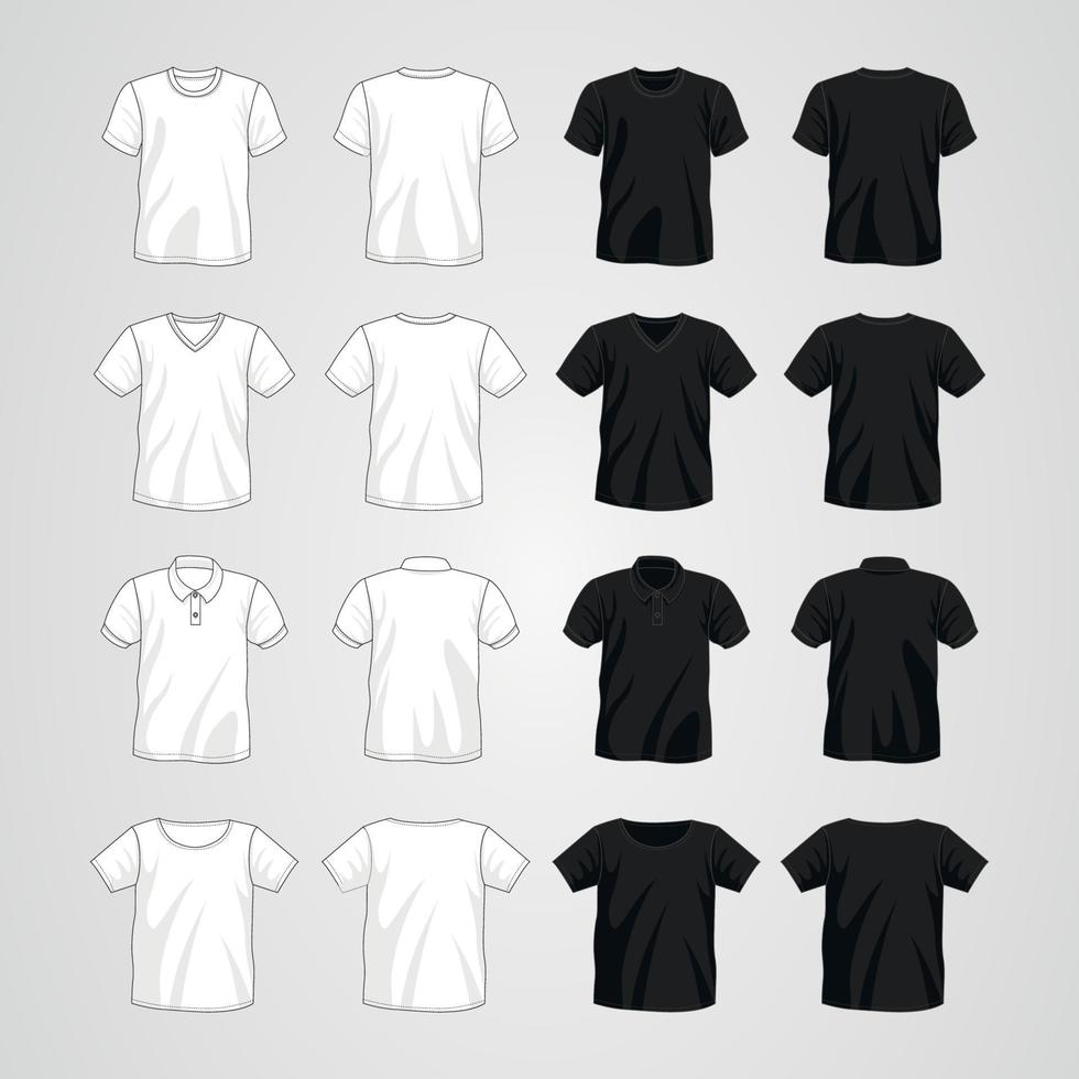 Outline Short Sleeve T-Shirt Mock Up vector