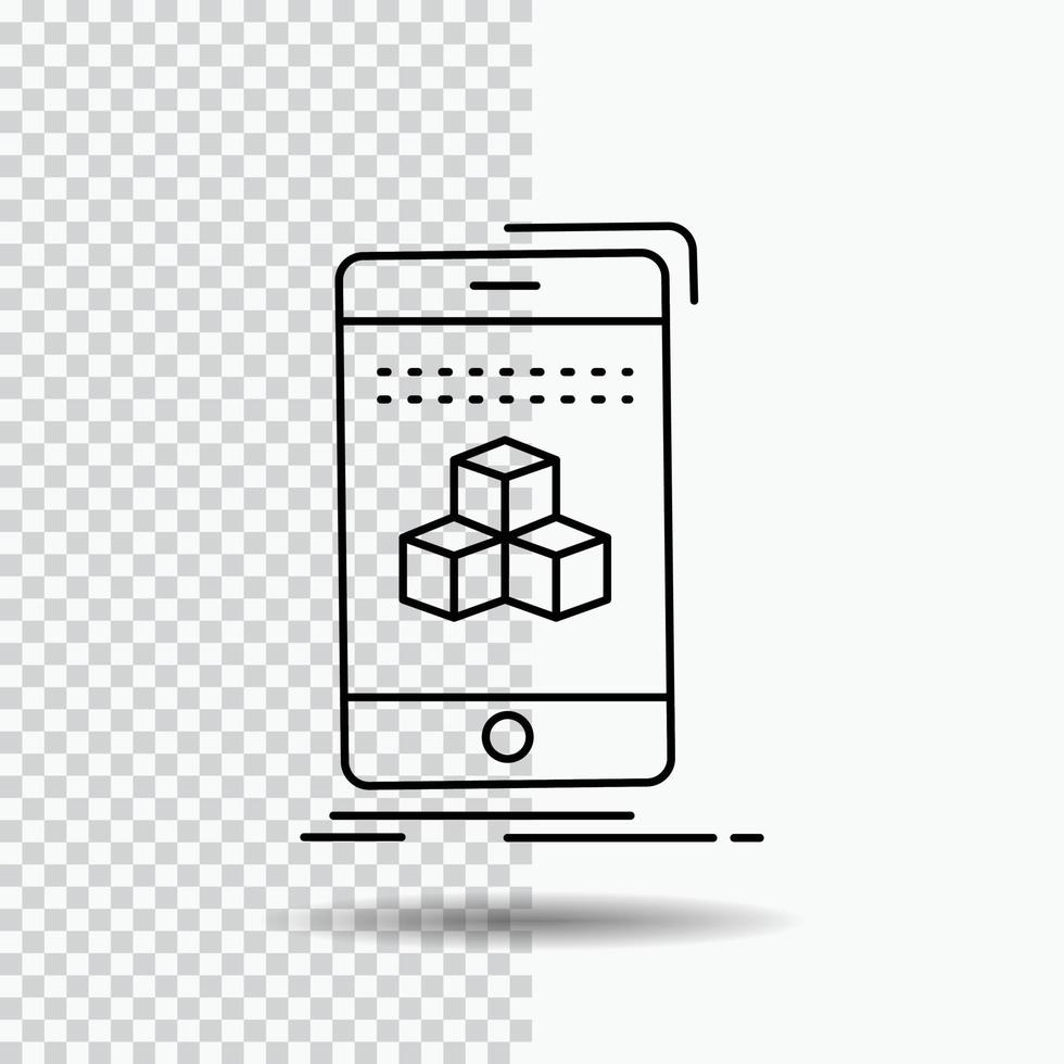 box. 3d. cube. smartphone. product Line Icon on Transparent Background. Black Icon Vector Illustration