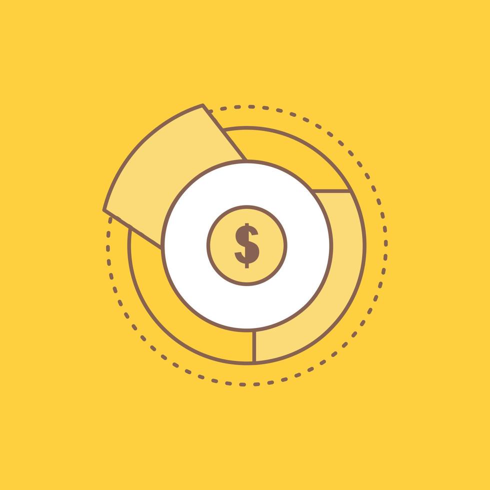 Balance. budget. diagram. financial. graph Flat Line Filled Icon. Beautiful Logo button over yellow background for UI and UX. website or mobile application vector