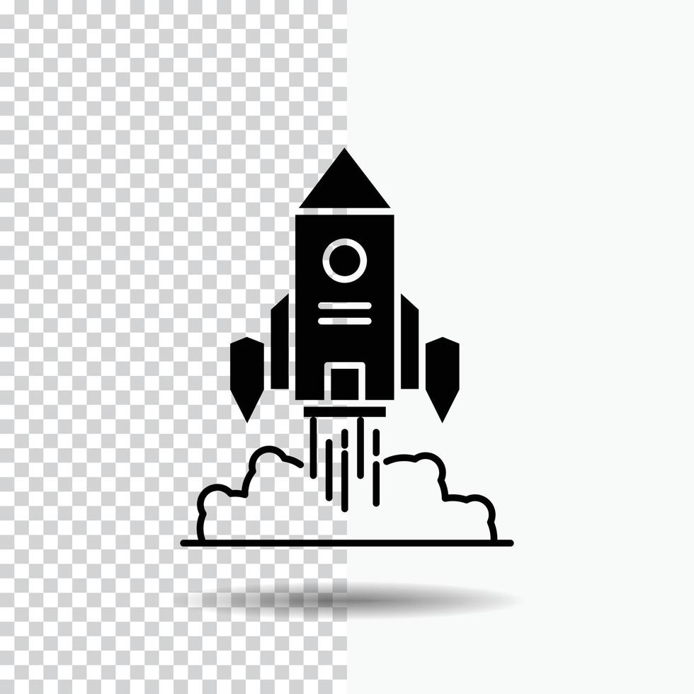 Rocket. spaceship. startup. launch. Game Glyph Icon on Transparent Background. Black Icon vector