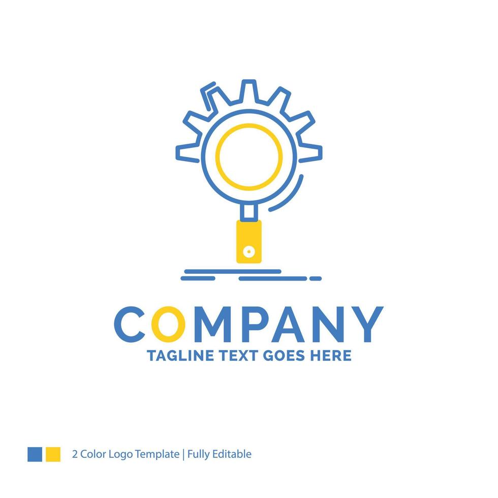 SEO búsqueda. mejoramiento. proceso. configuración de plantilla de logotipo de empresa amarillo azul. lugar de plantilla de diseño creativo para eslogan. vector