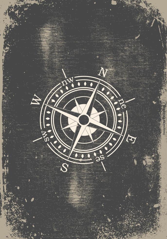 Dirty Grunge Background compass with skull vector