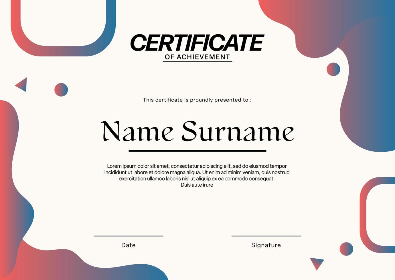Award Certificate Template. Stylish geometric design abstract geometric certificate vector