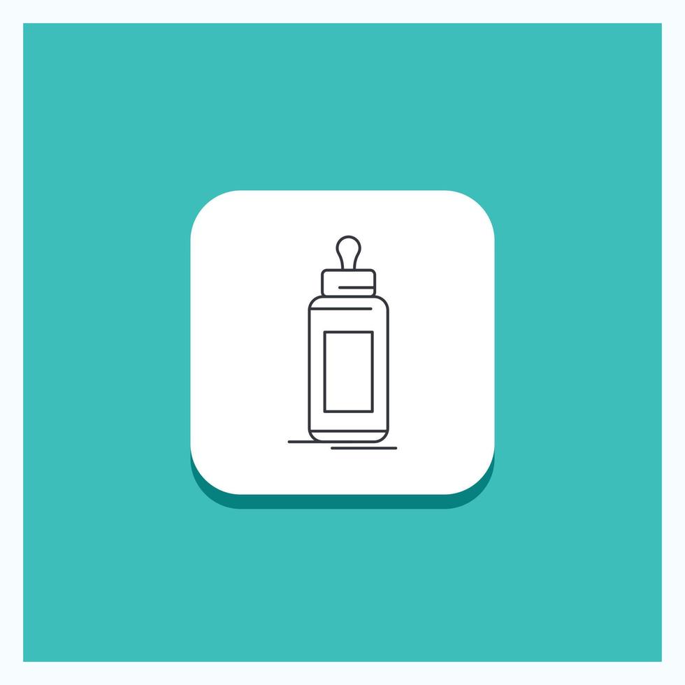 Round Button for feeder. bottle. child. baby. milk Line icon Turquoise Background vector