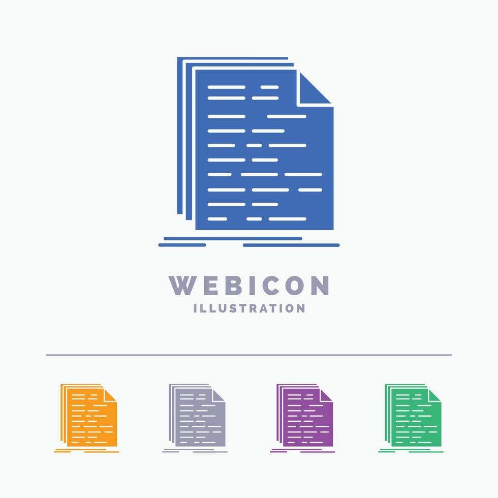 Code. coding. doc. programming. script 5 Color Glyph Web Icon Template isolated on white. Vector illustration