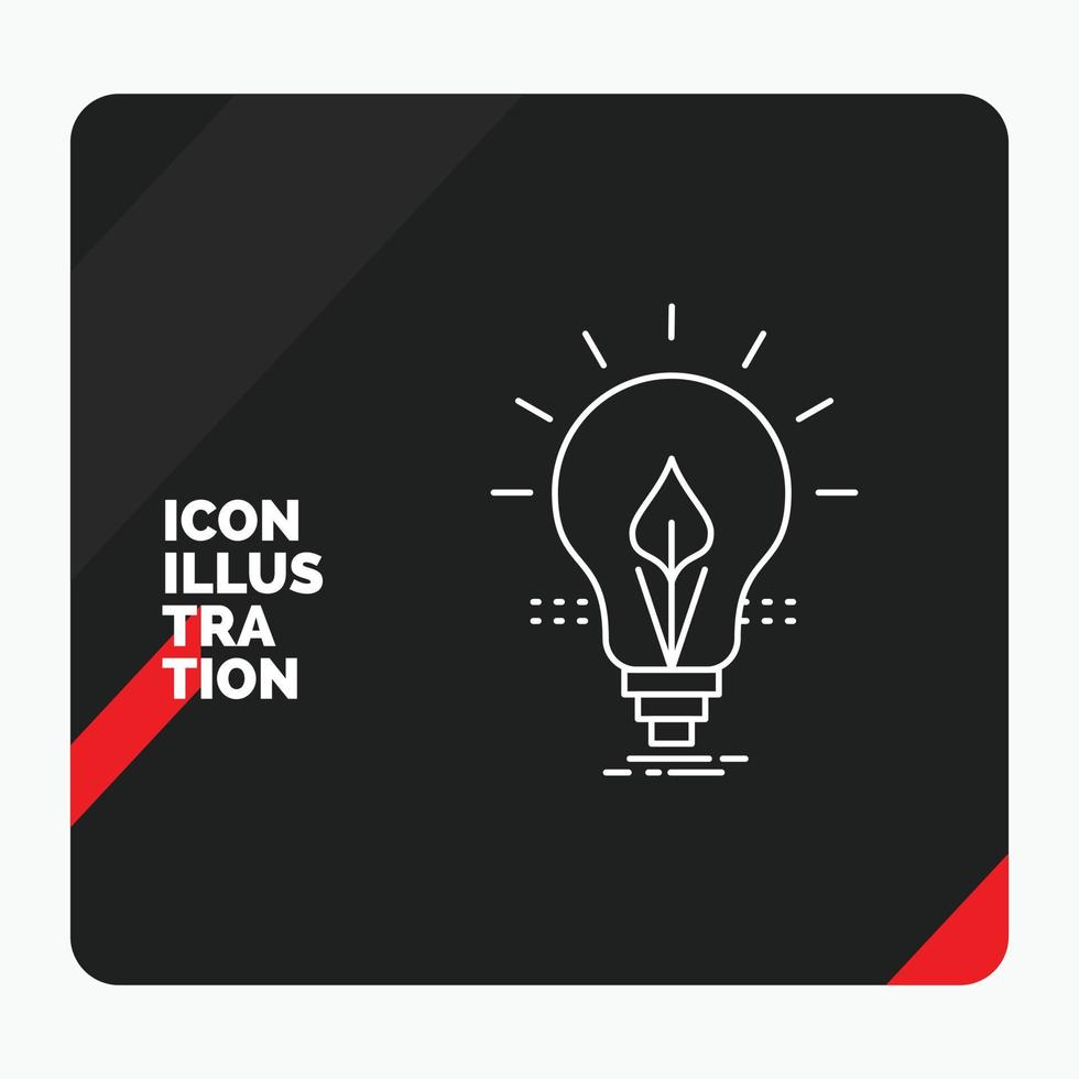 Red and Black Creative presentation Background for bulb. idea. electricity. energy. light Line Icon vector