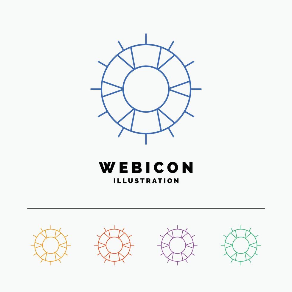 help. lifebuoy. lifesaver. save. support 5 Color Line Web Icon Template isolated on white. Vector illustration
