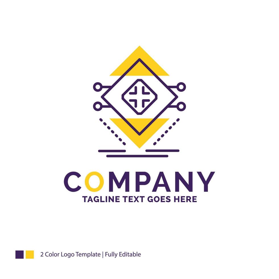 Company Name Logo Design For Computing. data. infrastructure. science. structure. Purple and yellow Brand Name Design with place for Tagline. Creative Logo template for Small and Large Business. vector