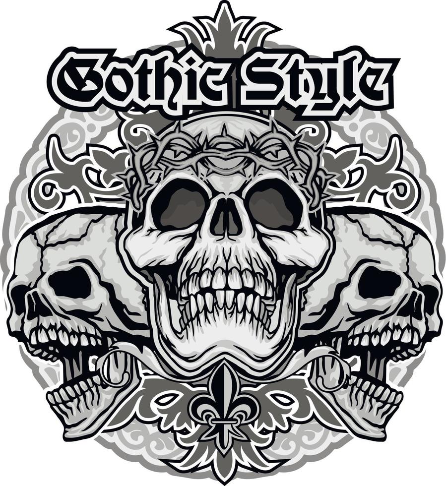 Gothic sign with skull , grunge vintage design t shirts vector