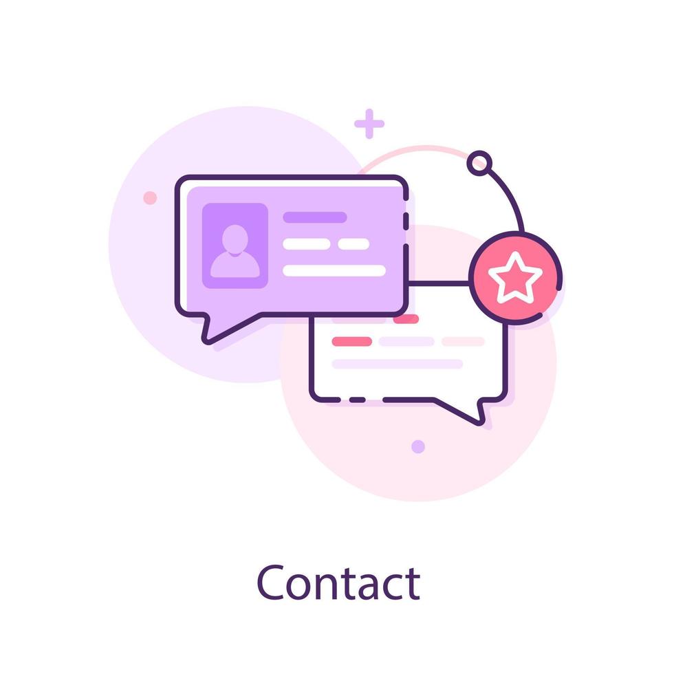 Flat design thin line concept banner for contact, vector illustration