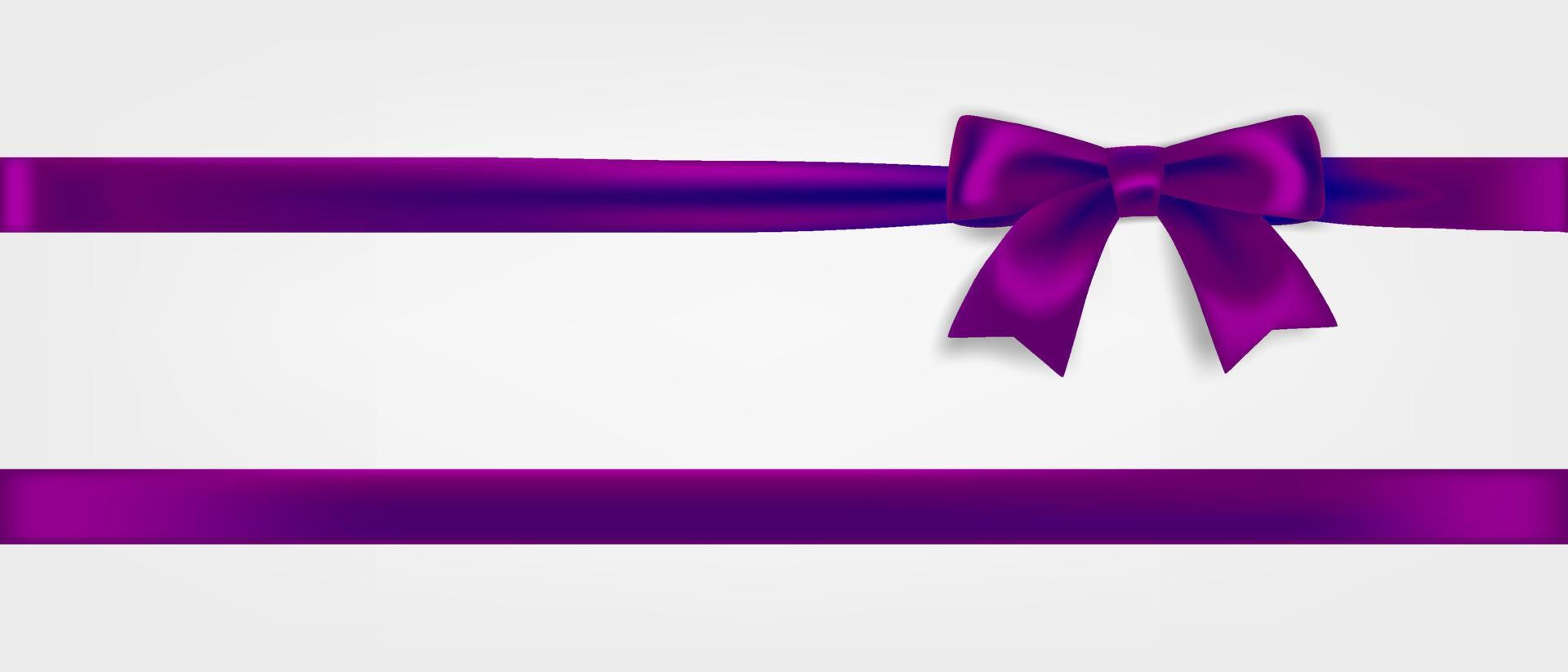 Violet ribbon and bow realistic 3d vector illustration