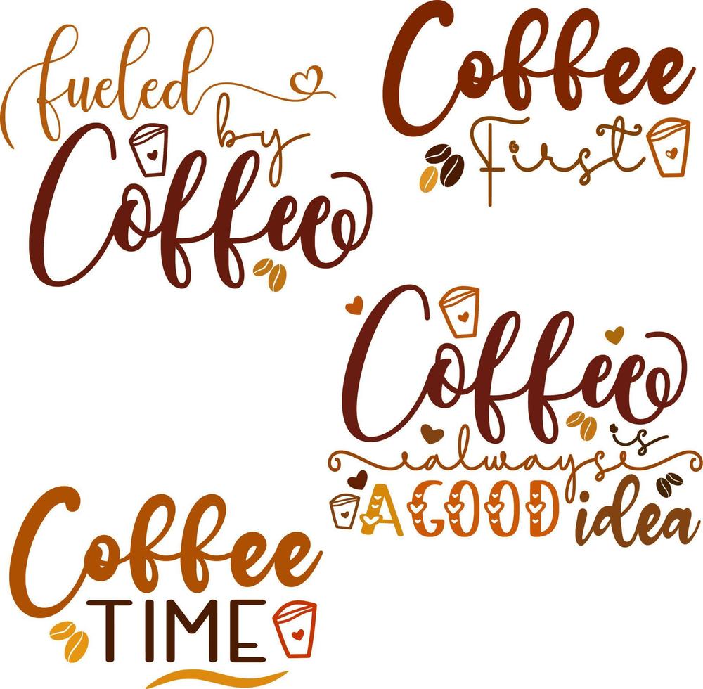 coffee quote typography lettering text art design collection set vector