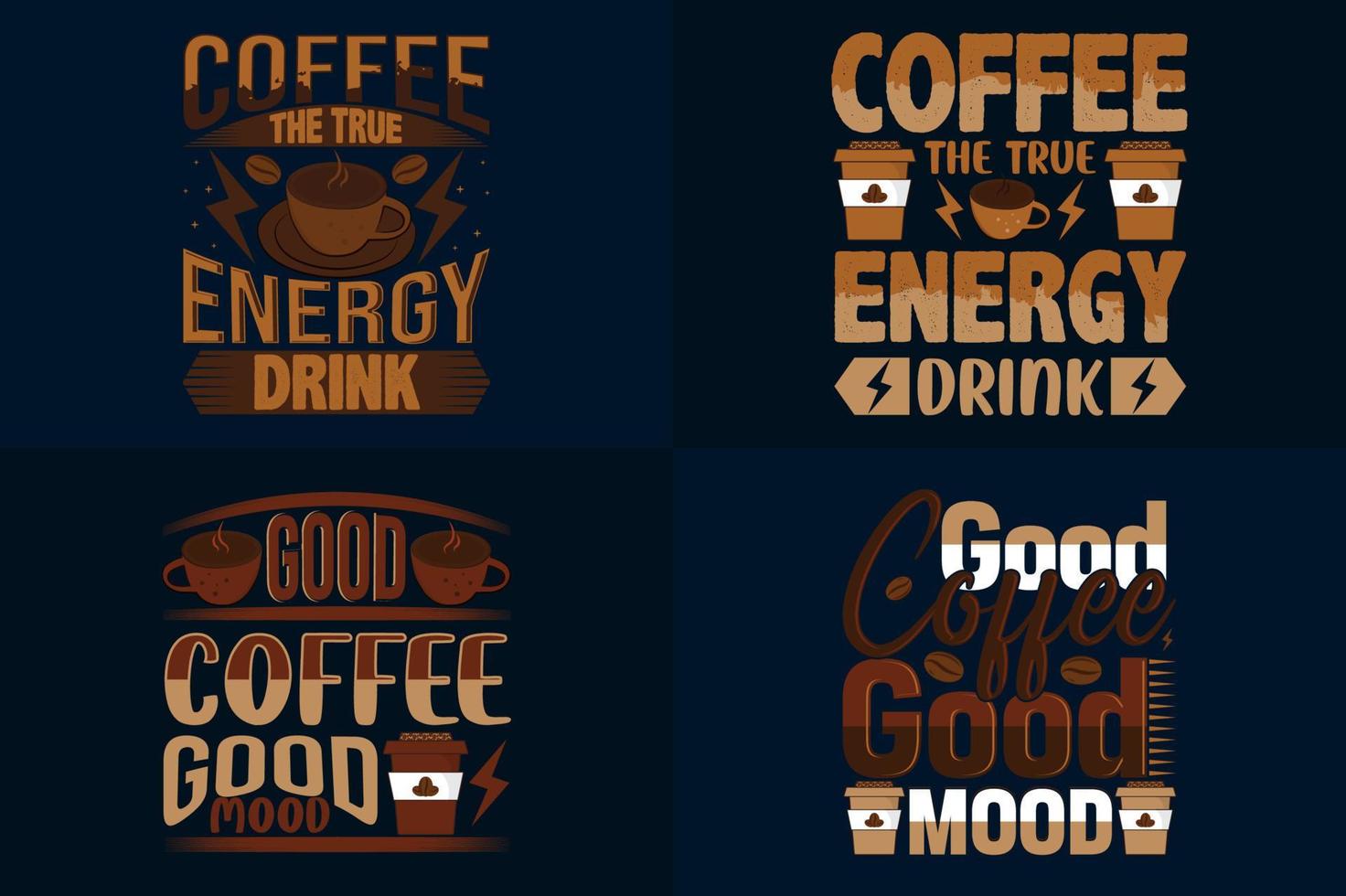 paquete de diseño de camiseta de café, conjunto de diseños de camiseta listos para imprimir de café vector