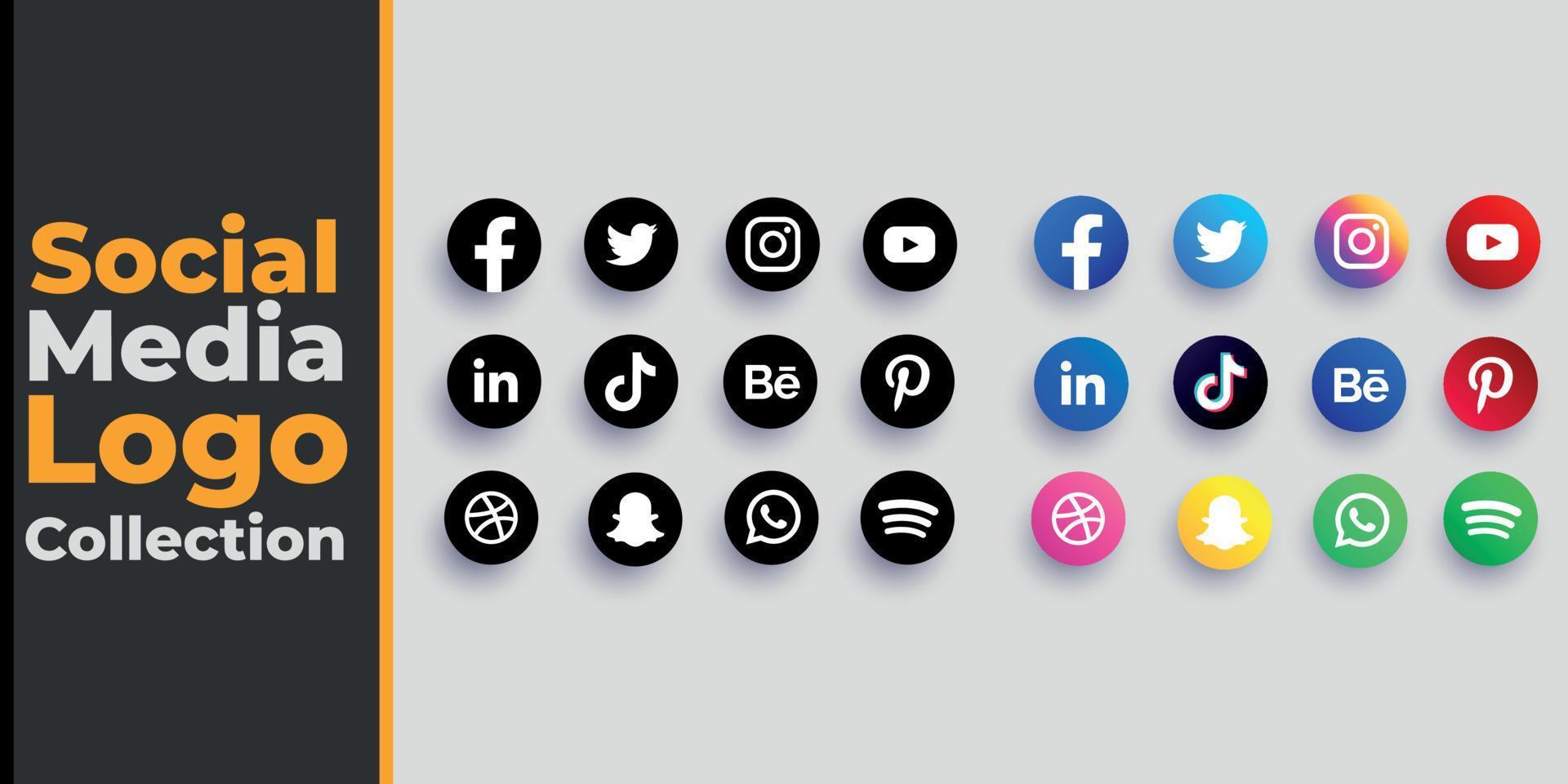 paquete de colección de logotipos de redes sociales vector