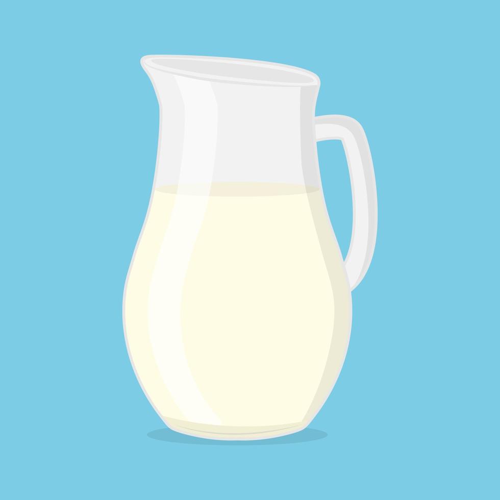 Glass jug with milk flat illustration vector