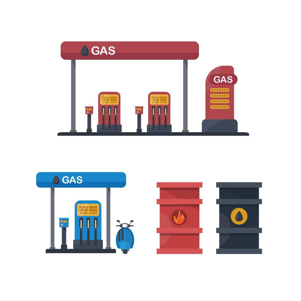 Gas station. Vector flat illustration
