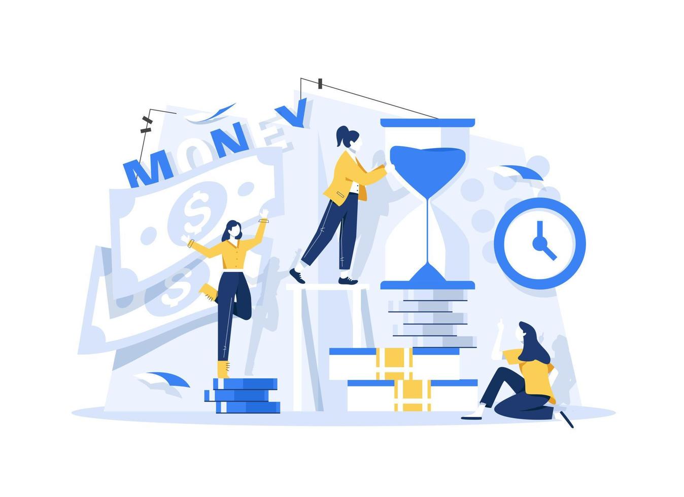 Investment and Analysis Money Cash Profits Metaphor,Employee or Manager Making Investing Plans vector