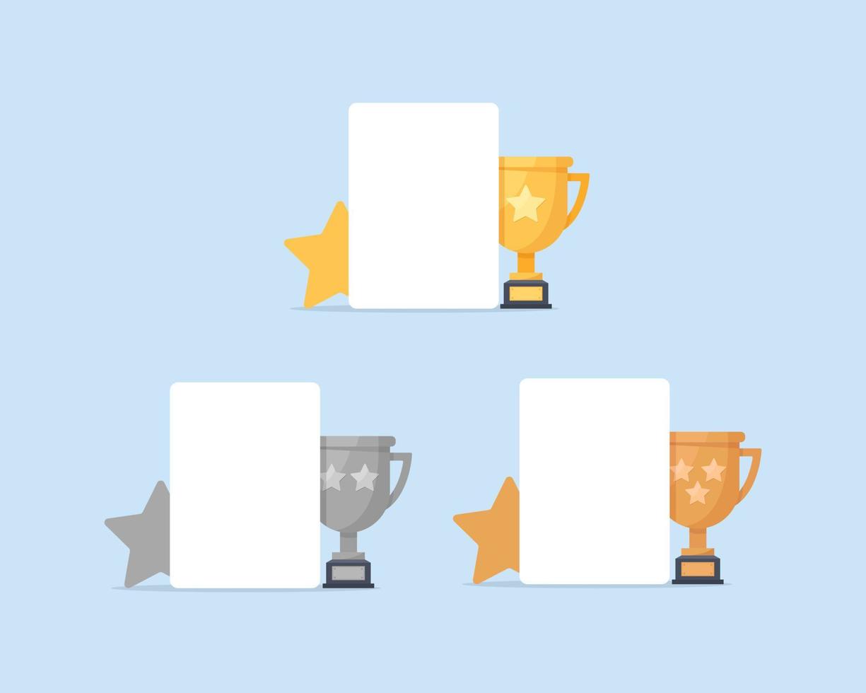 1st, 2nd and 3rd places. Gold, silver, bronze,trophy vector