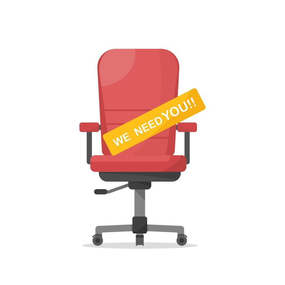 business chair cardboard paper with we need you message vector