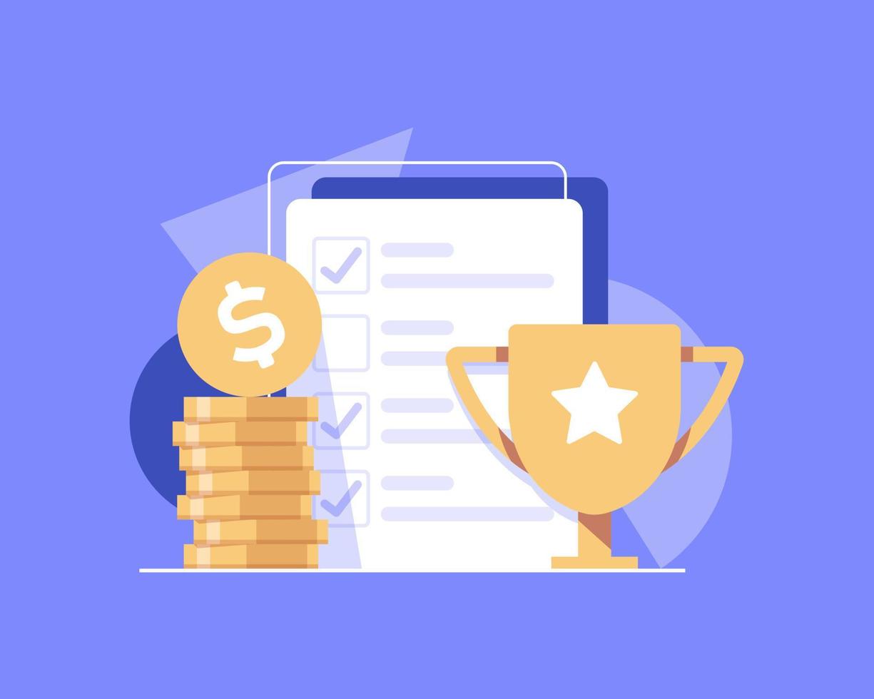 success concept,Trophy,Prize money,flat design icon vector illustration