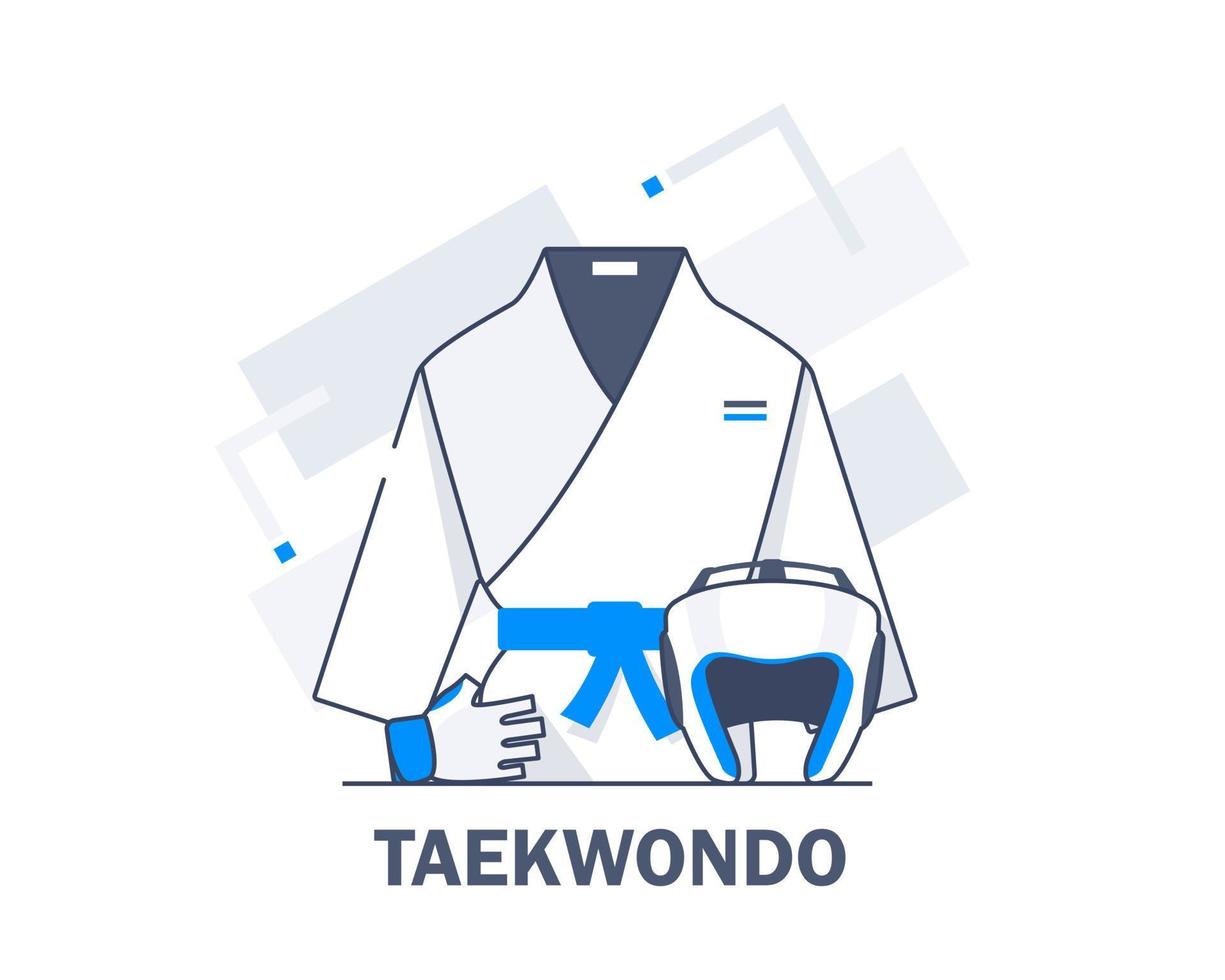 ropa deportiva y sombreros de taekwondo, ilustración de vector de icono de diseño plano