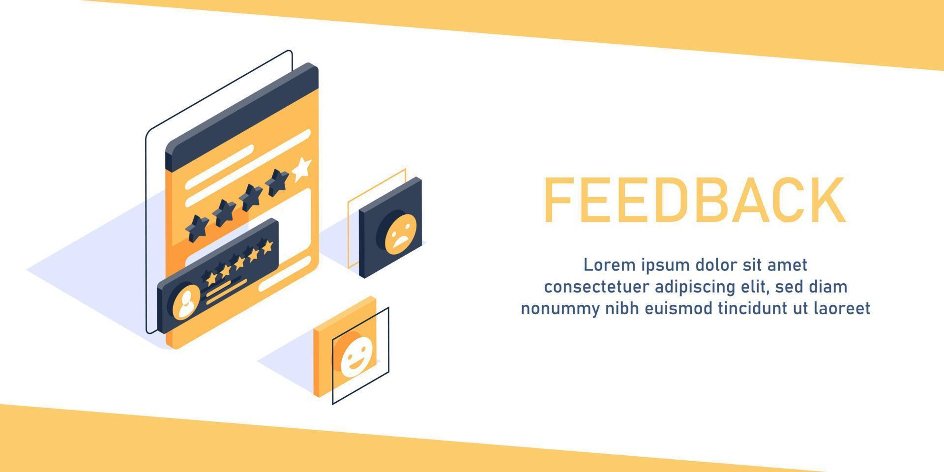feedback concept,Customer review, Usability Evaluation,Rating system isometric concept vector