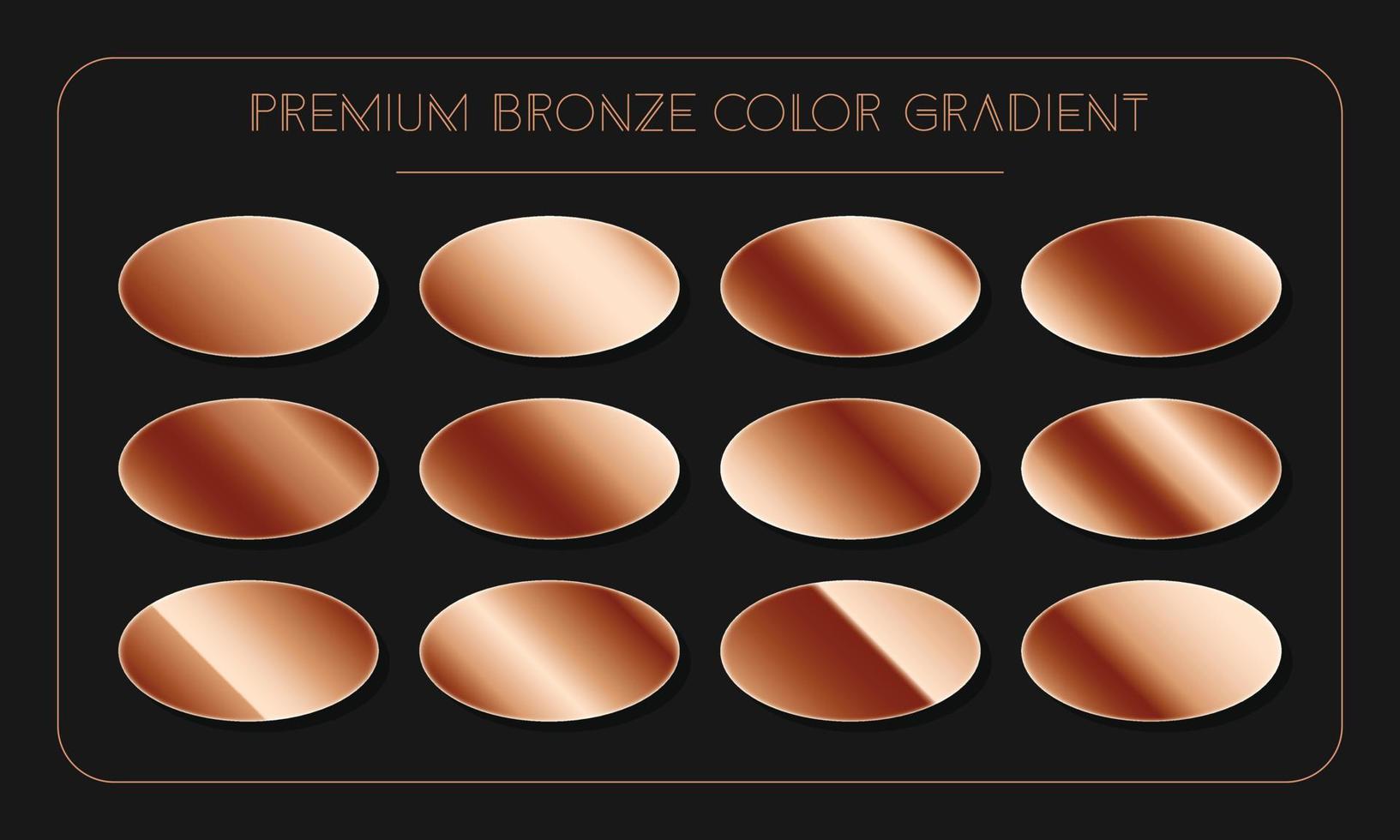 Luxury bronze gradient colour palette catalog samples in RGB or HEX pastel and neon vector