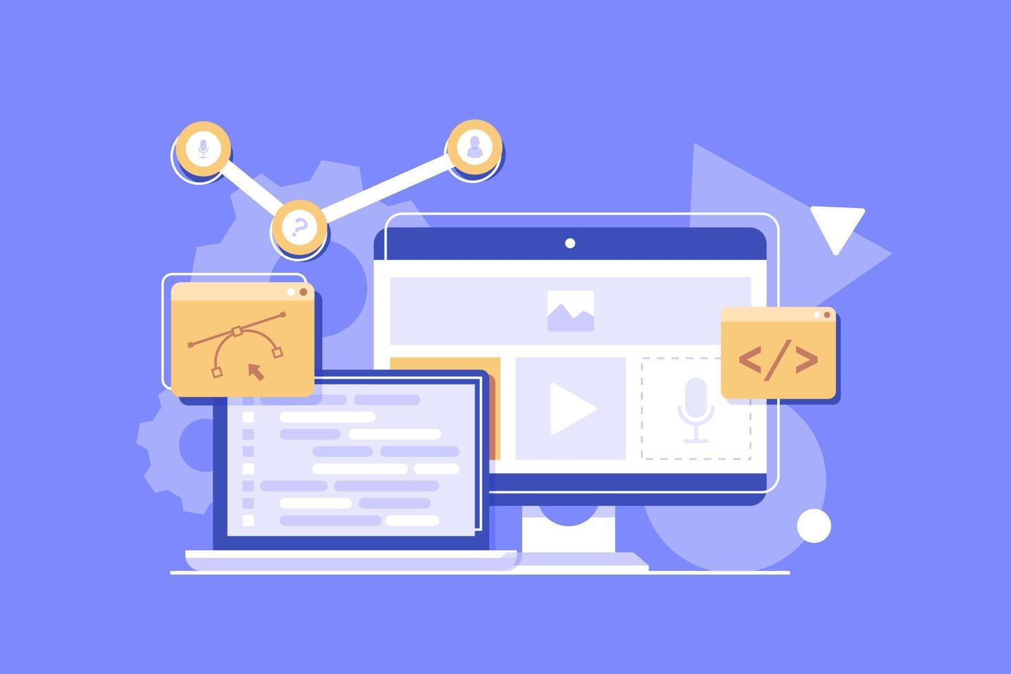 webdesign tools, web designer process and infographic elements isolated vector