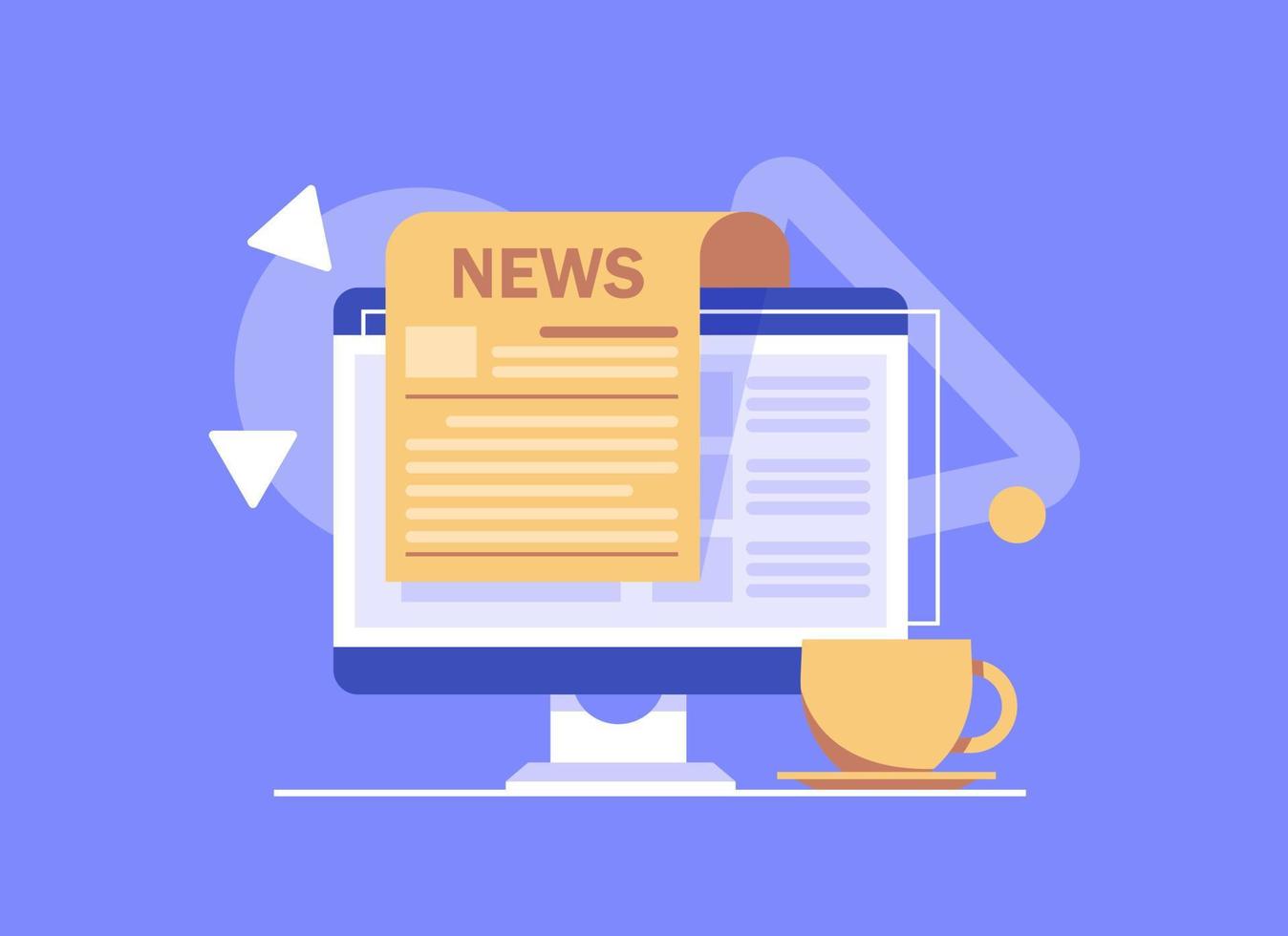 Newspapers and coffee mugs,Morning coffee with world news vector