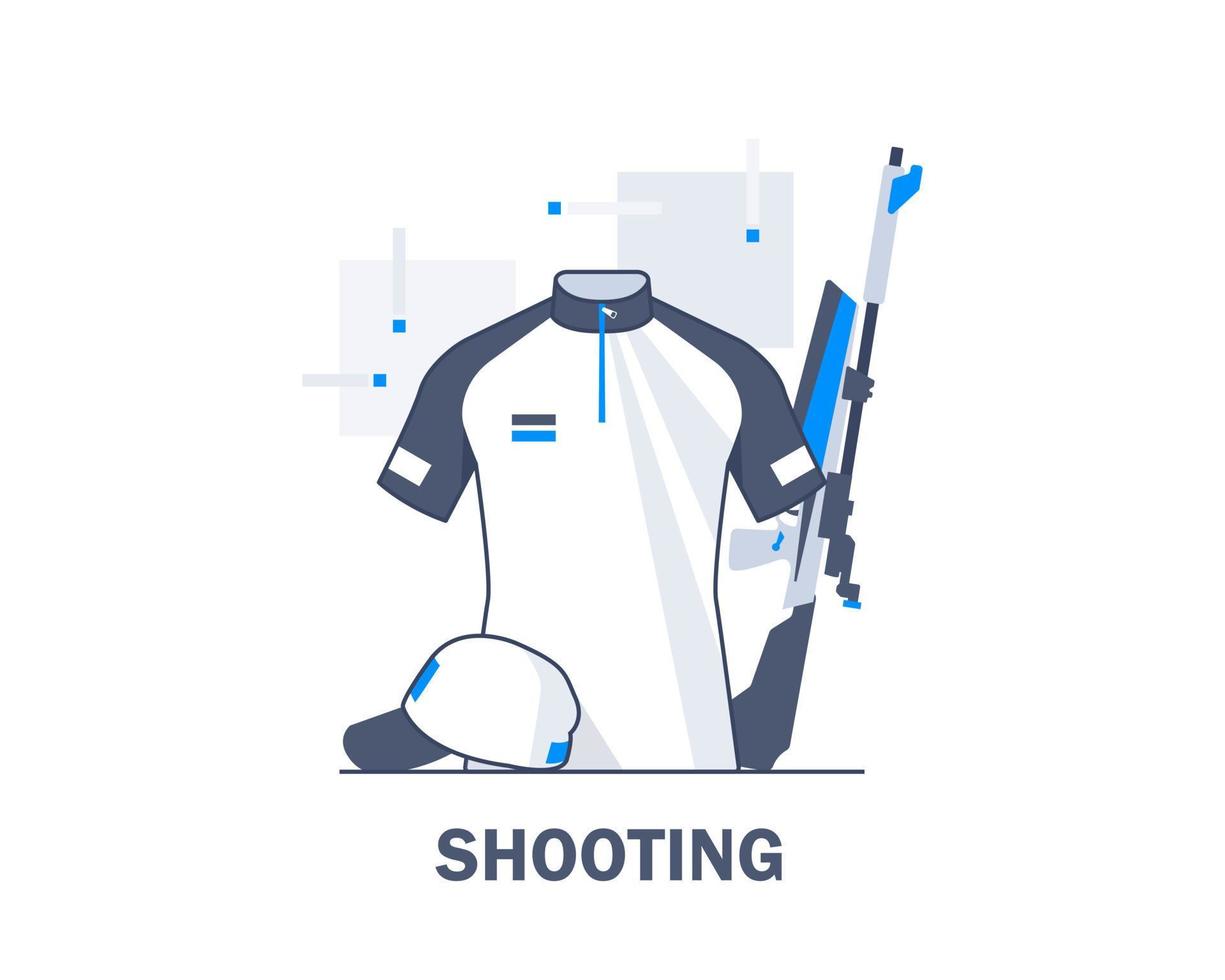 uniformes y equipos deportivos de tiro, ilustración de vector de icono de diseño plano