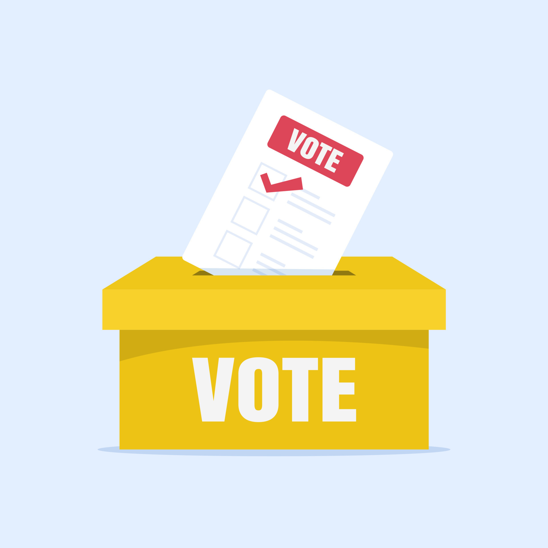 Puts voting ballot in ballot box. Voting and election concept 12961439