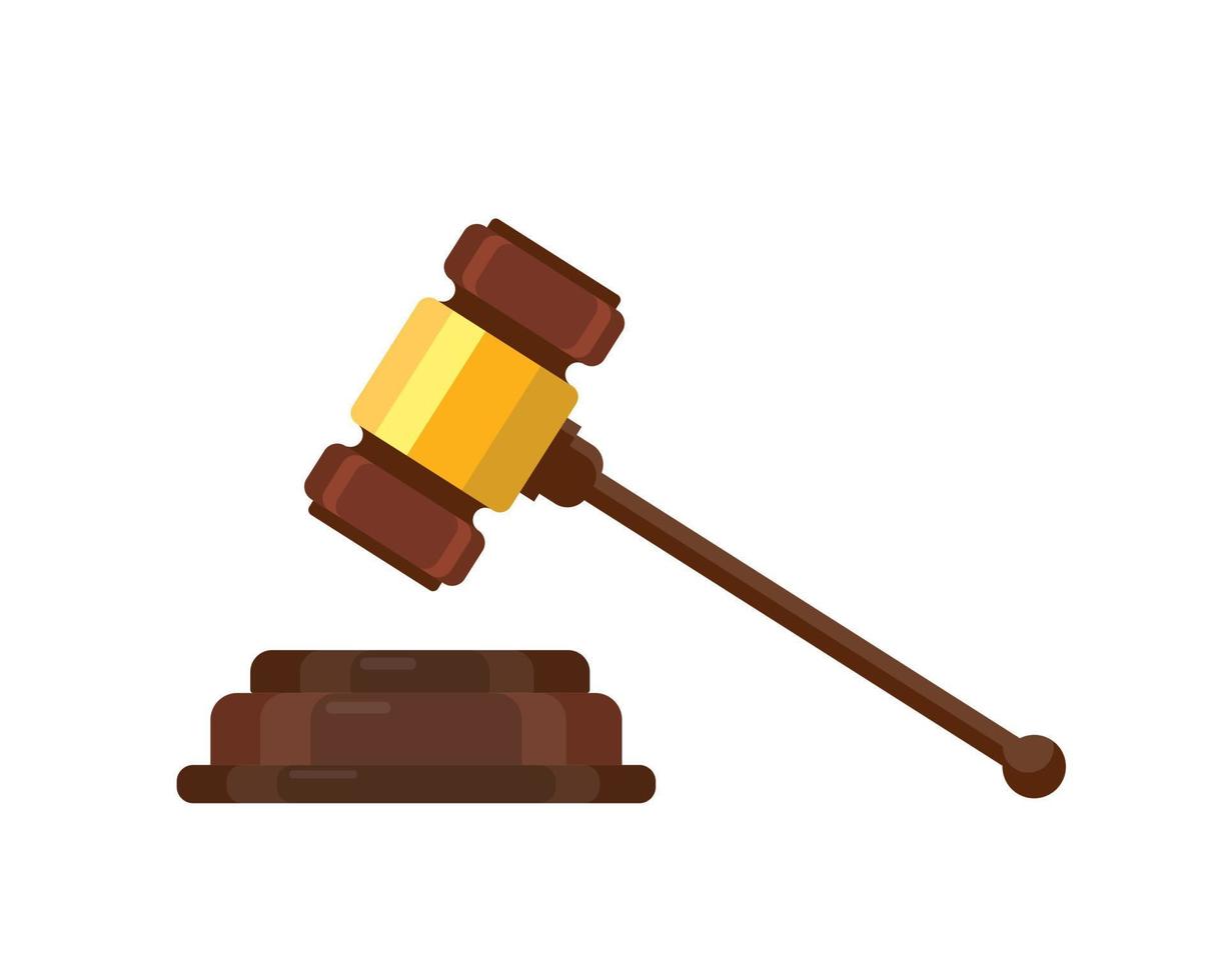 Judge Wood Hammer vector illustration, flat design, auction, judgment.