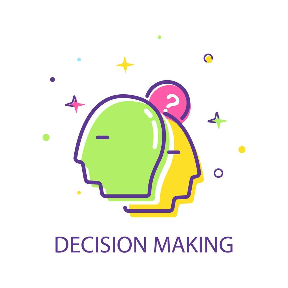 Decision making architects, choice tree, marketing concept, psychology and neuroscience, mindset,flat design icon vector illustration