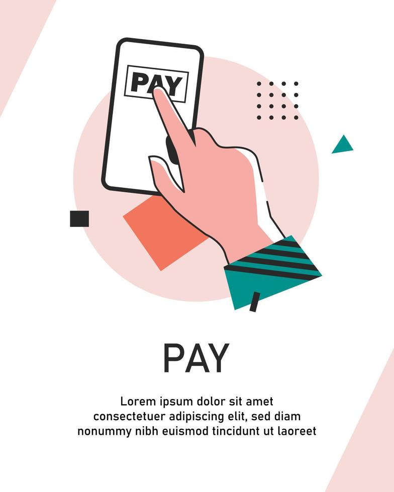 Payment with smartphone icon, online mobile payment,flat design icon vector illustration