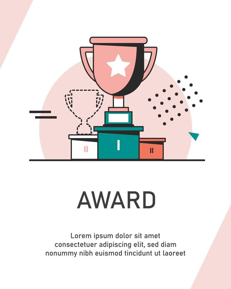 Abstract vector winner trophy icon. Flat thin line sign web design. Business icon of award, symbol of great results guarantee