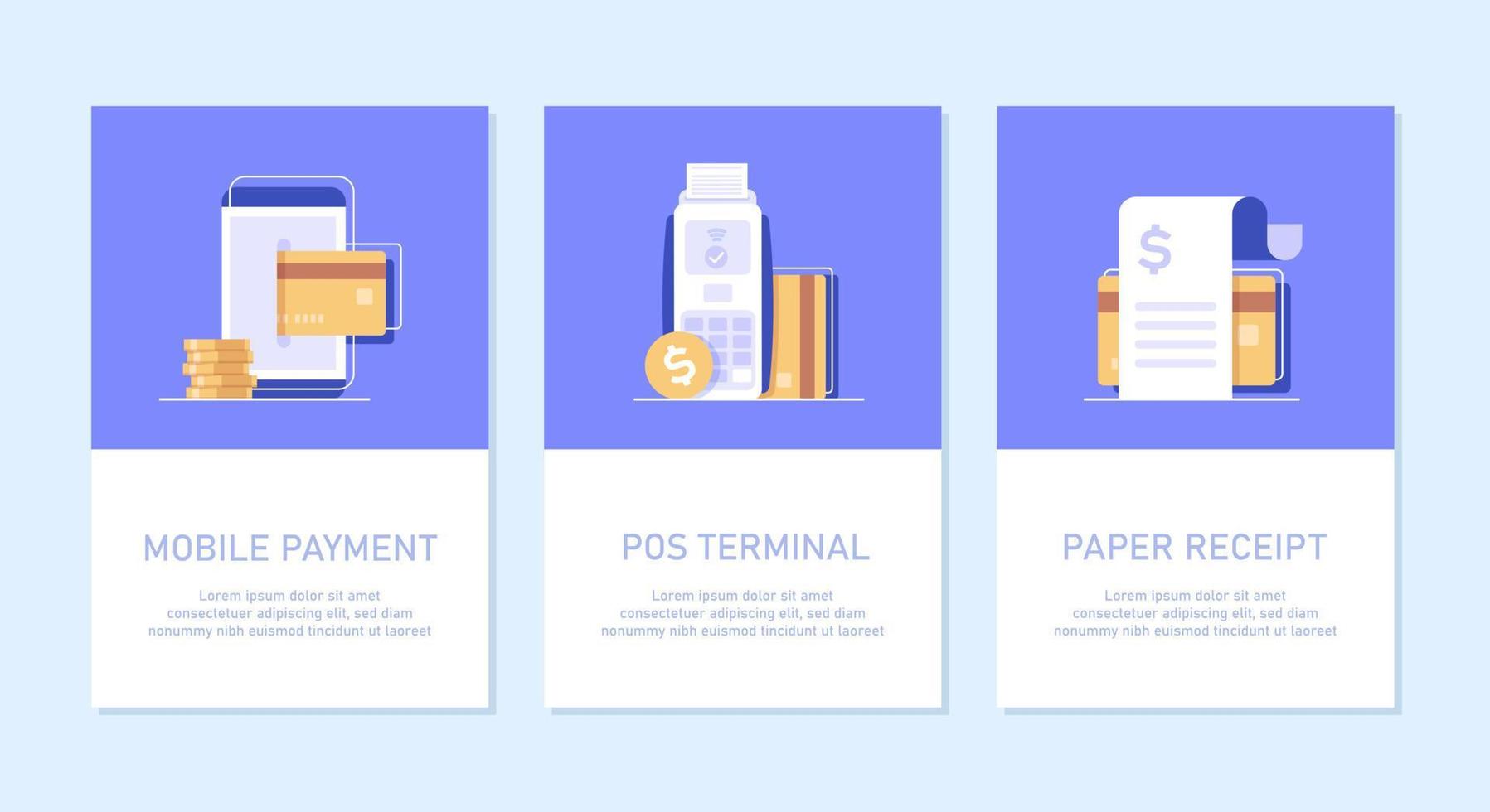 Payment icons set,E-commerce,Concept paper receipts icons,flat design icon vector illustration