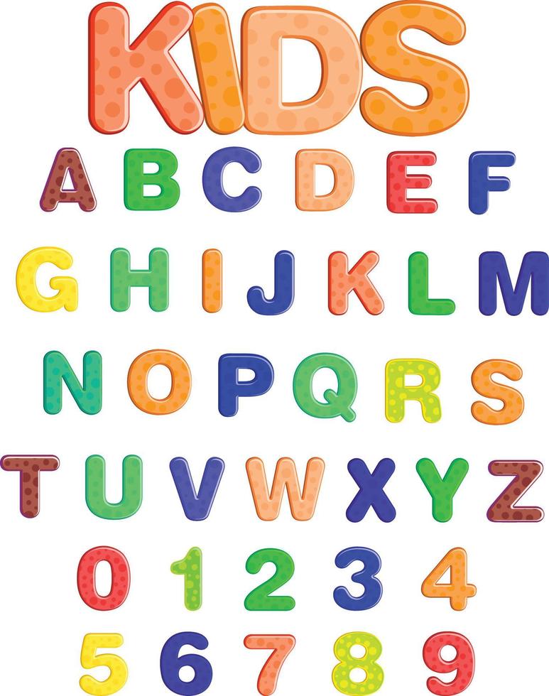 Kids colorful alphabets fonts vector