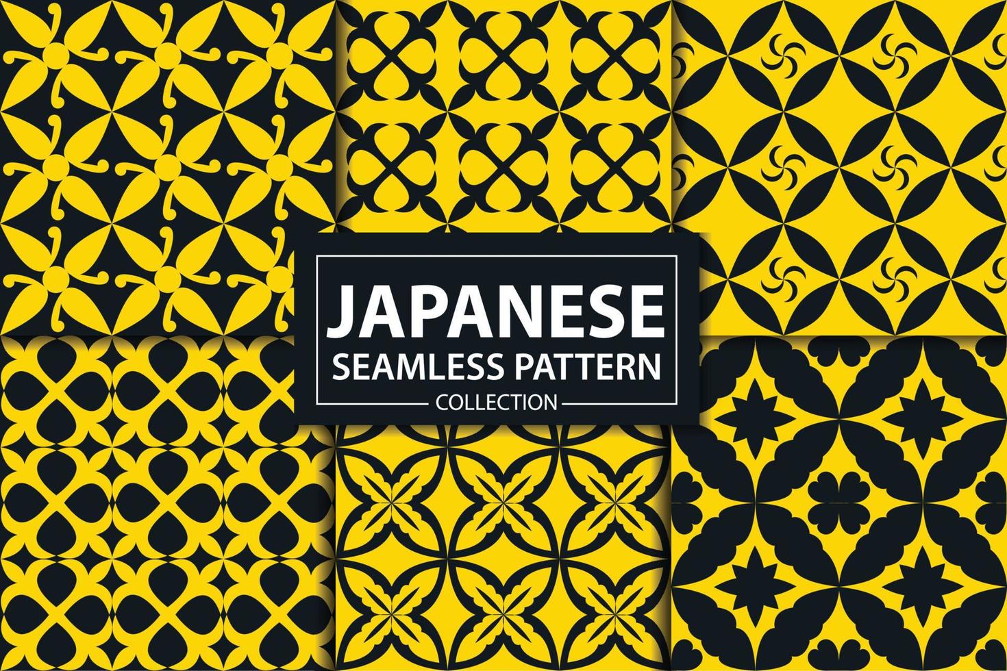 colección de papel tapiz decorativo de patrones sin fisuras japoneses con amarillo vector