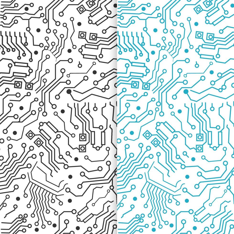 Flat Microelectronics high tech circuit board seamless pattern background vector