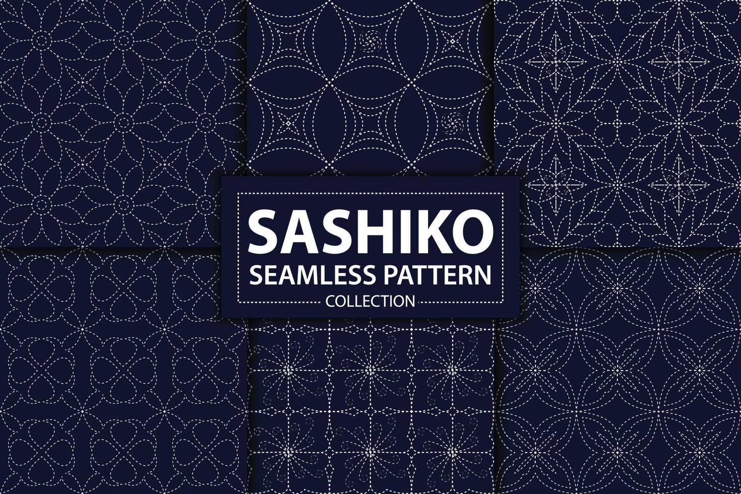 Japanese sashiko pattern vector set, Abstract background, Decorative wallpaper