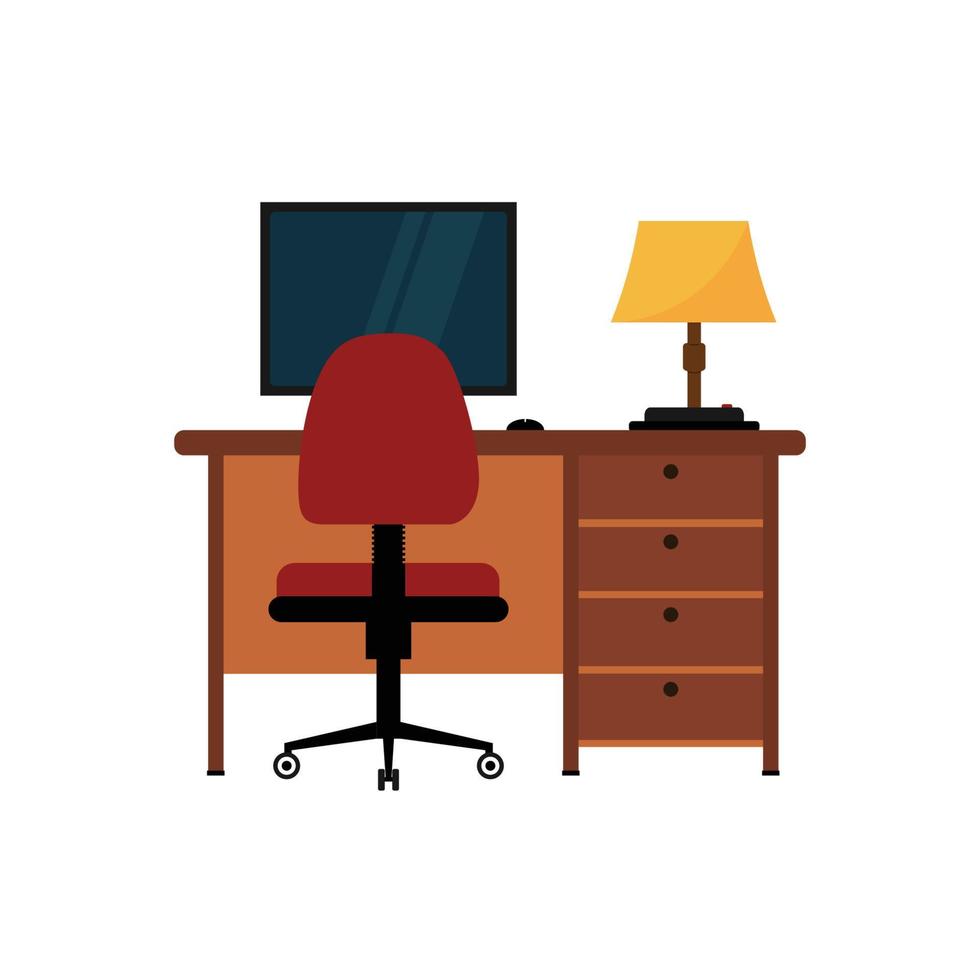 Flat design vector illustration of modern home office interior