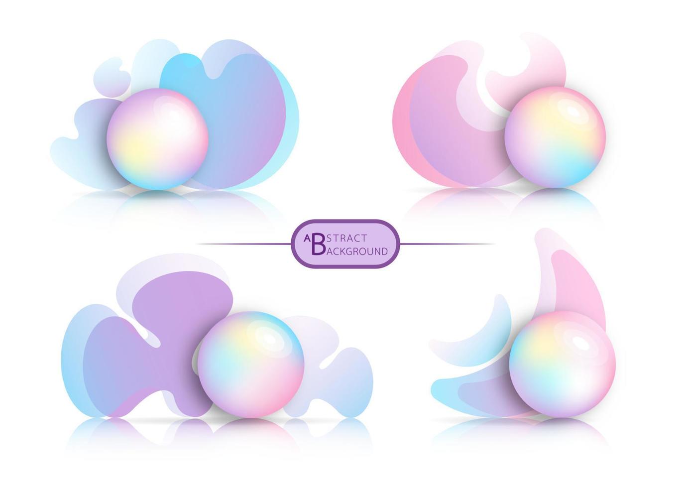 Abstract Background group rainbow colored balls with flat shapes and wavy lines vector illustration