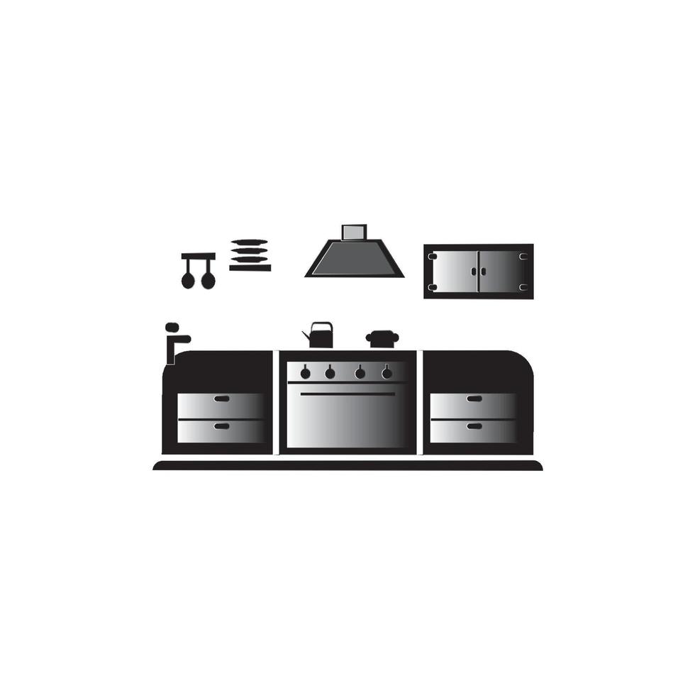 Kitchen set icon logo, vector design