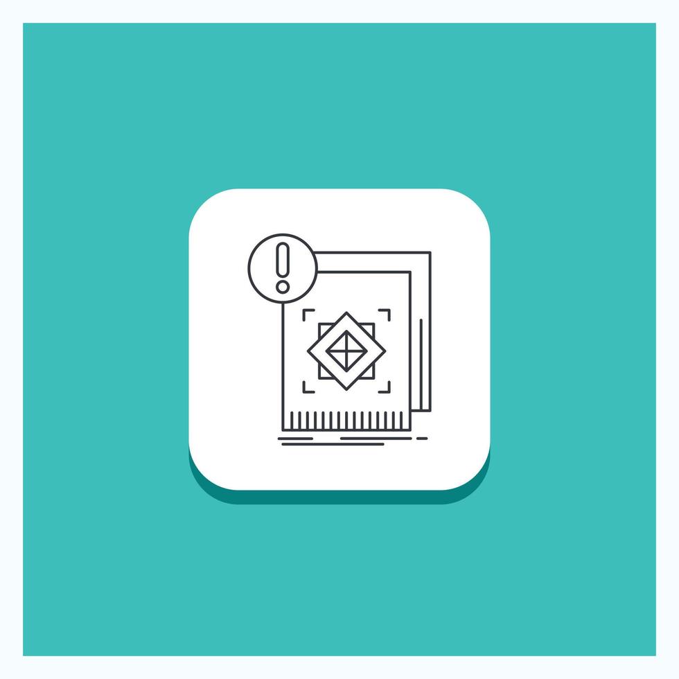 Round Button for structure. standard. infrastructure. information. alert Line icon Turquoise Background vector