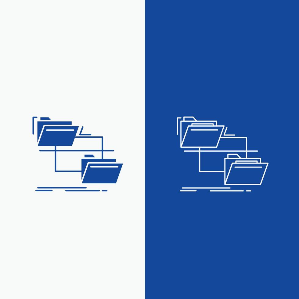 folder. file. management. move. copy Line and Glyph web Button in Blue color Vertical Banner for UI and UX. website or mobile application vector