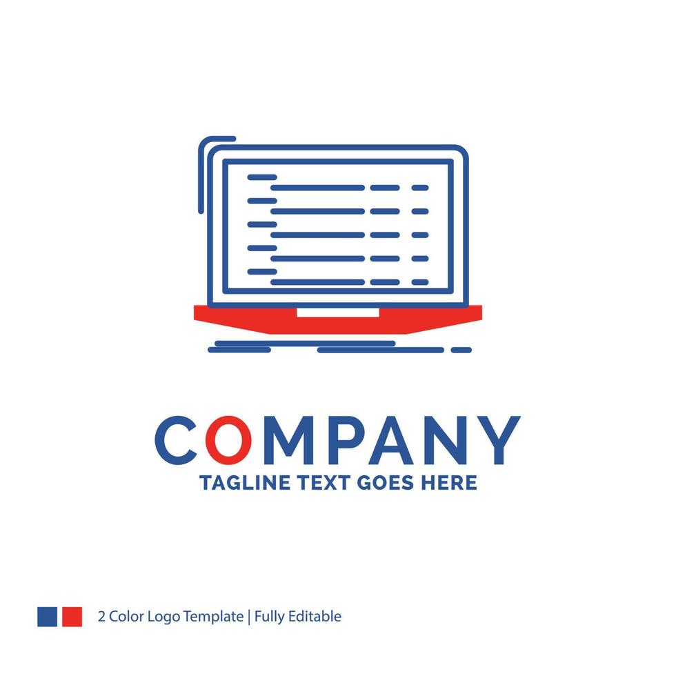 Company Name Logo Design For Api. app. coding. developer. laptop. Blue and red Brand Name Design with place for Tagline. Abstract Creative Logo template for Small and Large Business. vector