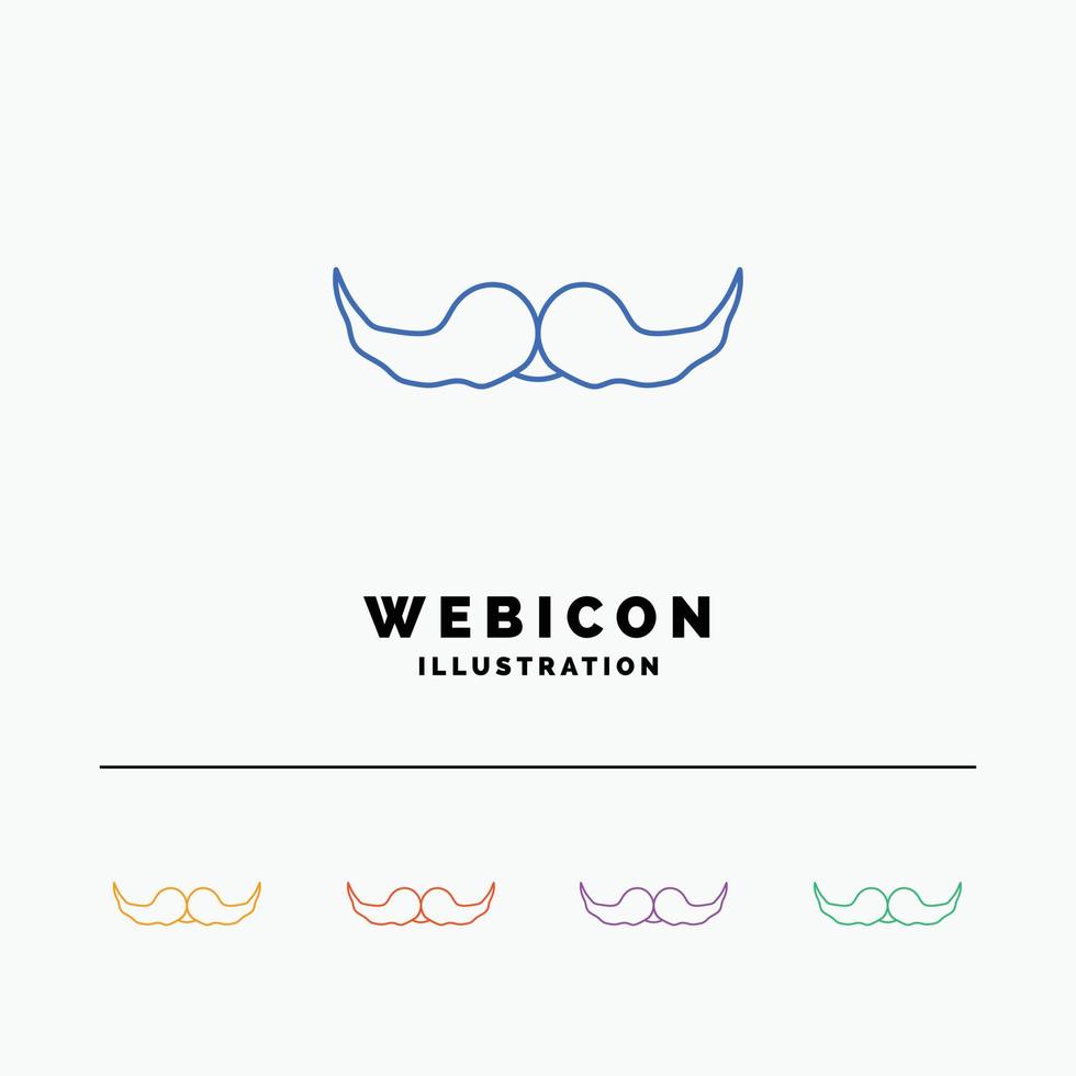 moustache. Hipster. movember. male. men 5 Color Line Web Icon Template isolated on white. Vector illustration