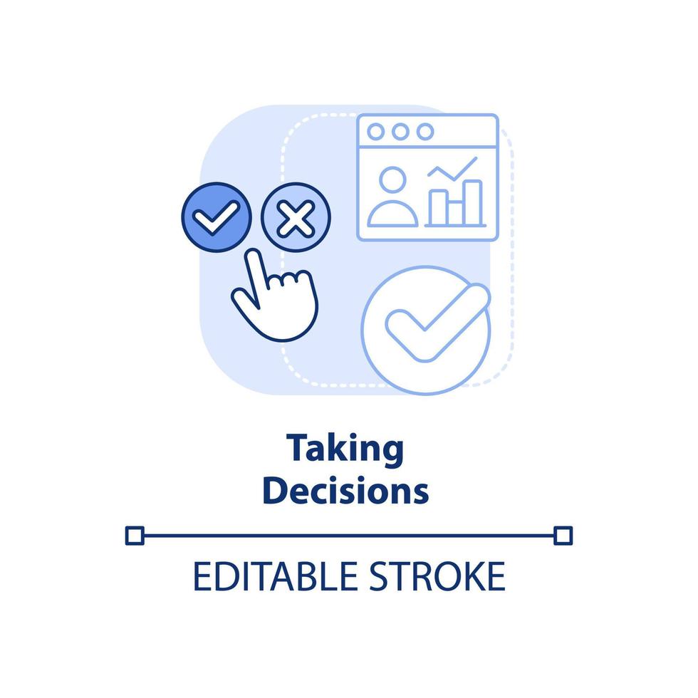 Taking decisions light blue concept icon. Big data processing advantage abstract idea thin line illustration. Isolated outline drawing. Editable stroke. vector