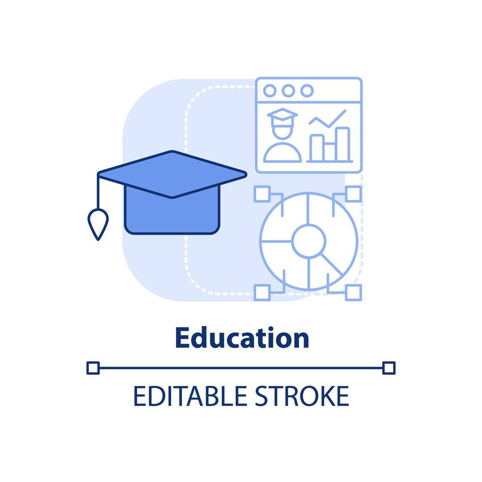 Education light blue concept icon. Big data application abstract idea thin line illustration. Improve academic performance. Isolated outline drawing. Editable stroke. vector